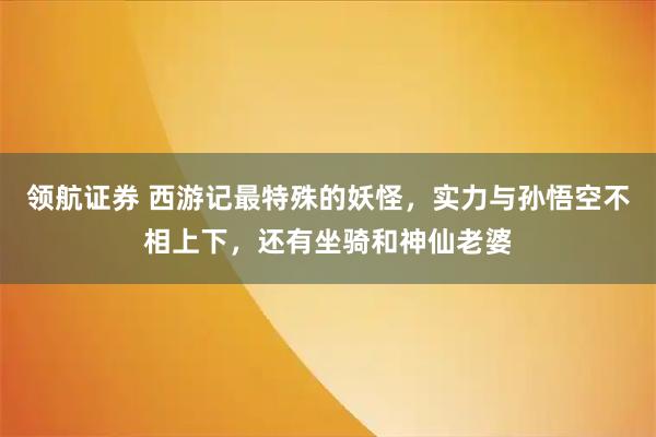 领航证券 西游记最特殊的妖怪，实力与孙悟空不相上下，还有坐骑和神仙老婆